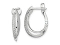 FJC Finejewelers 925 Sterling Silver Rhodium Plated CZ Hinged Oval Hoop Dangle Earring 24 x 16 mm