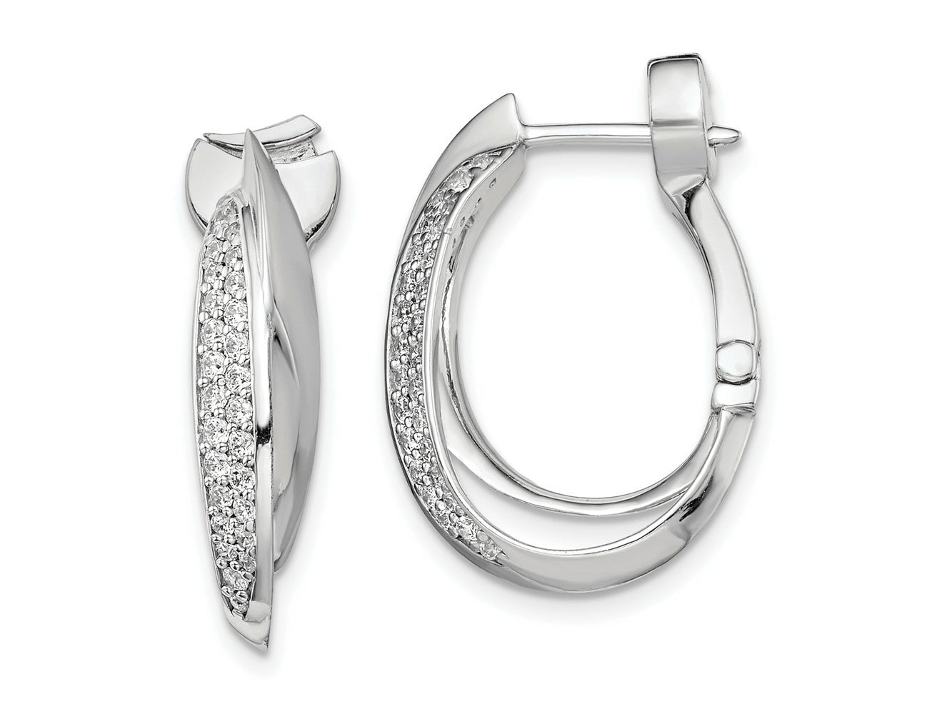 FJC Finejewelers 925 Sterling Silver Rhodium Plated CZ Hinged Oval Hoop Dangle Earring 24 x 16 mm