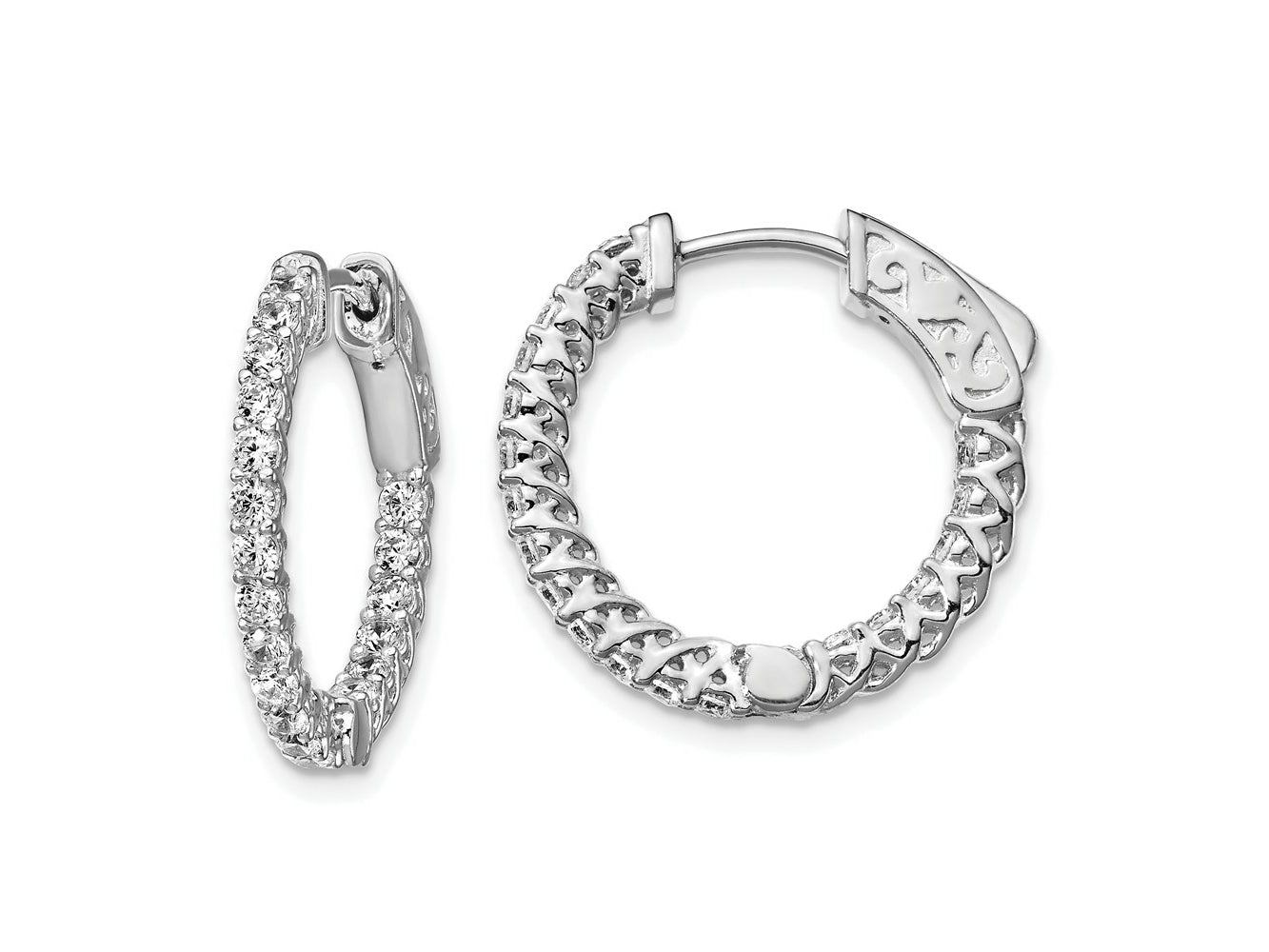 FJC Finejewelers 925 Sterling Silver Rhodium Plated CZ In and Out Hoop Earrings 19 x 20 mm