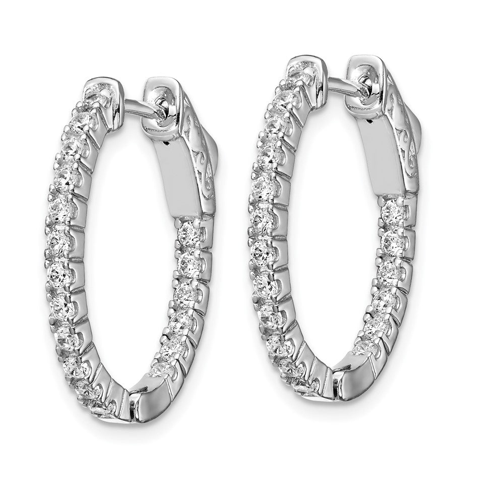 FJC Finejewelers 925 Sterling Silver Rhodium Plated CZ In and Out Oval Hoop Earrings 23 x 18 mm