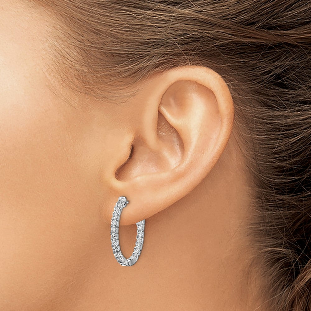 FJC Finejewelers 925 Sterling Silver Rhodium Plated CZ In and Out Oval Hoop Earrings 23 x 18 mm