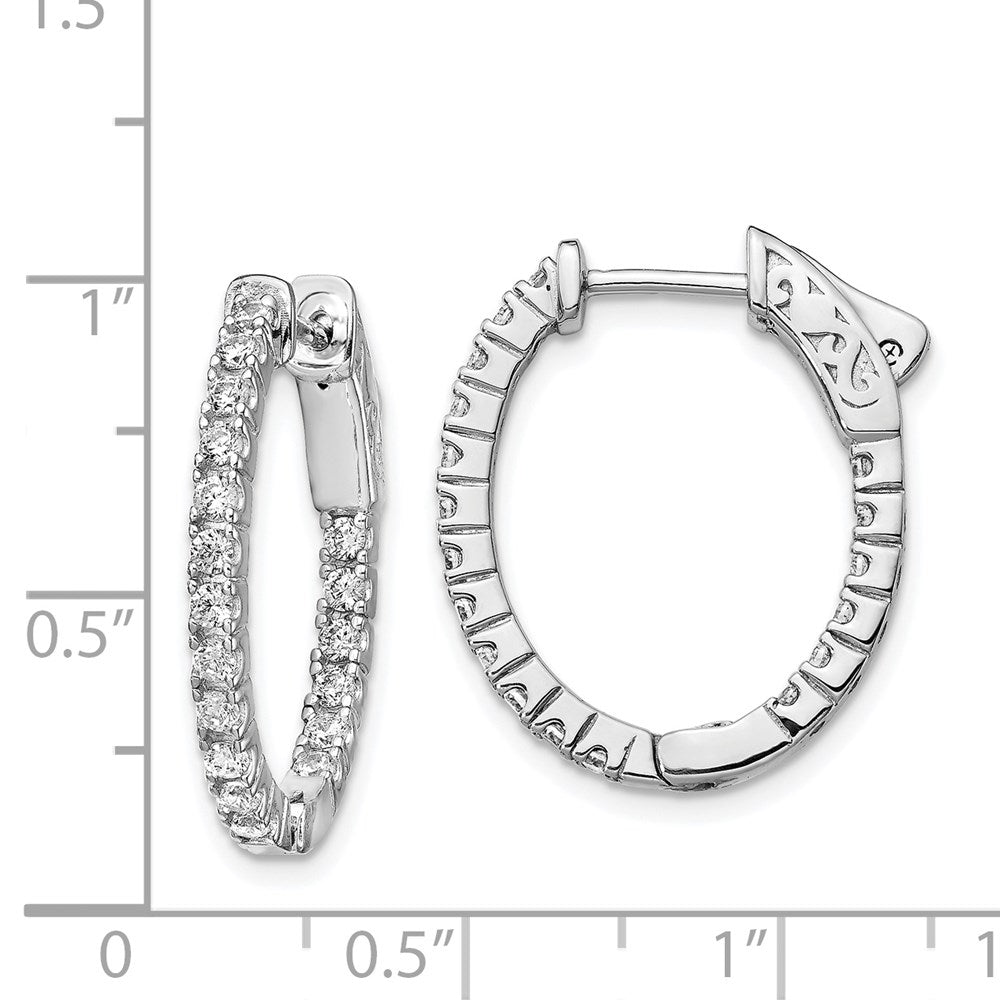 FJC Finejewelers 925 Sterling Silver Rhodium Plated CZ In and Out Oval Hoop Earrings 23 x 18 mm