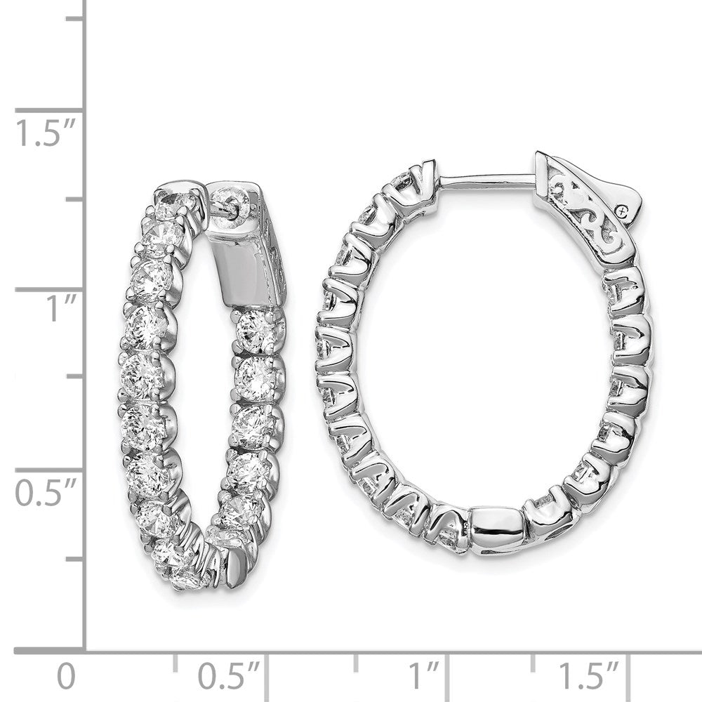 FJC Finejewelers 925 Sterling Silver Rhodium Plated CZ In and Out Oval Hoop Earrings 27 x 23 mm