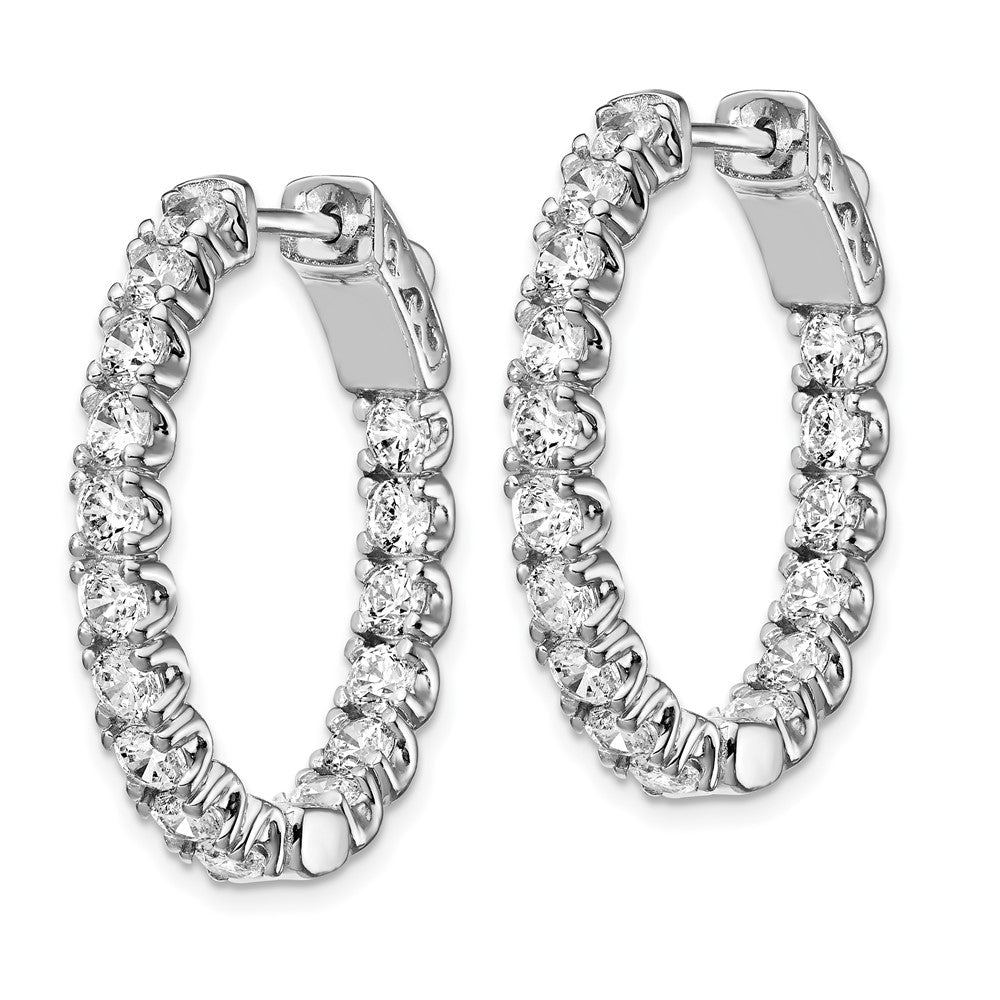 FJC Finejewelers 925 Sterling Silver Rhodium Plated CZ In and Out Oval Hoop Earrings 27 x 23 mm