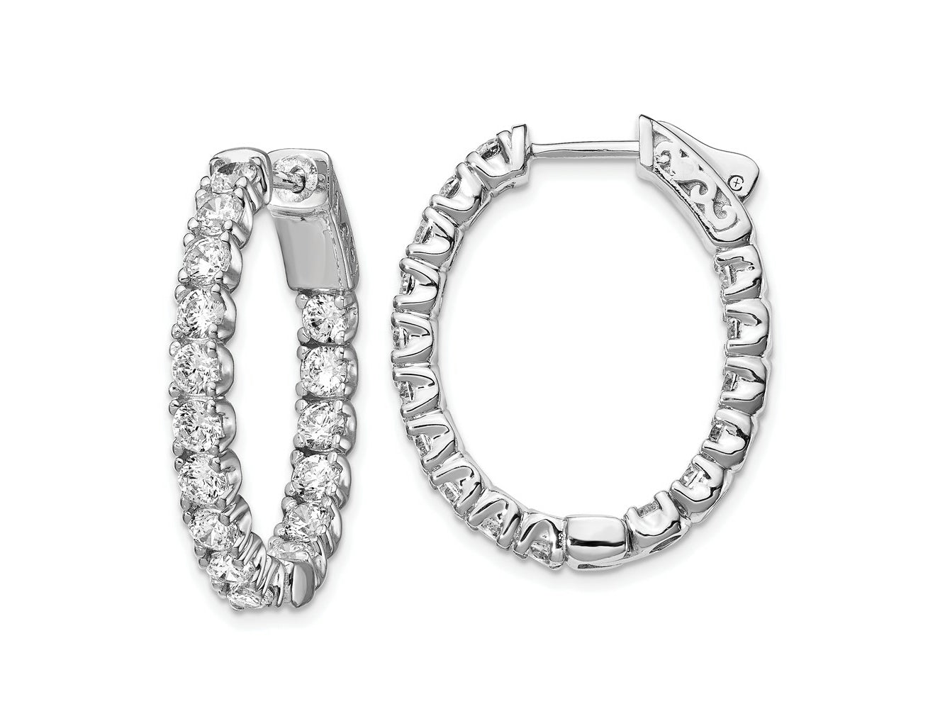 FJC Finejewelers 925 Sterling Silver Rhodium Plated CZ In and Out Oval Hoop Earrings 27 x 23 mm