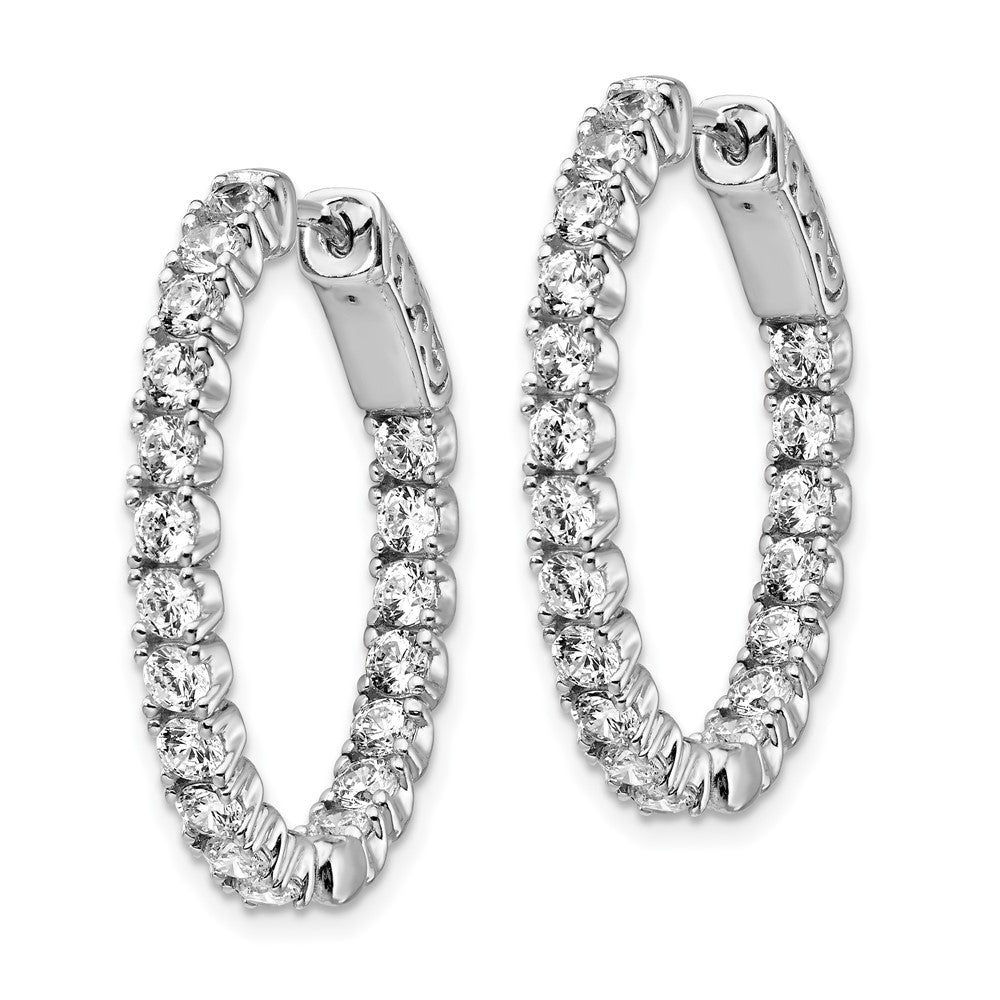 FJC Finejewelers 925 Sterling Silver Rhodium Plated CZ Oval In and Out Hoop Earrings 27 x 22 mm