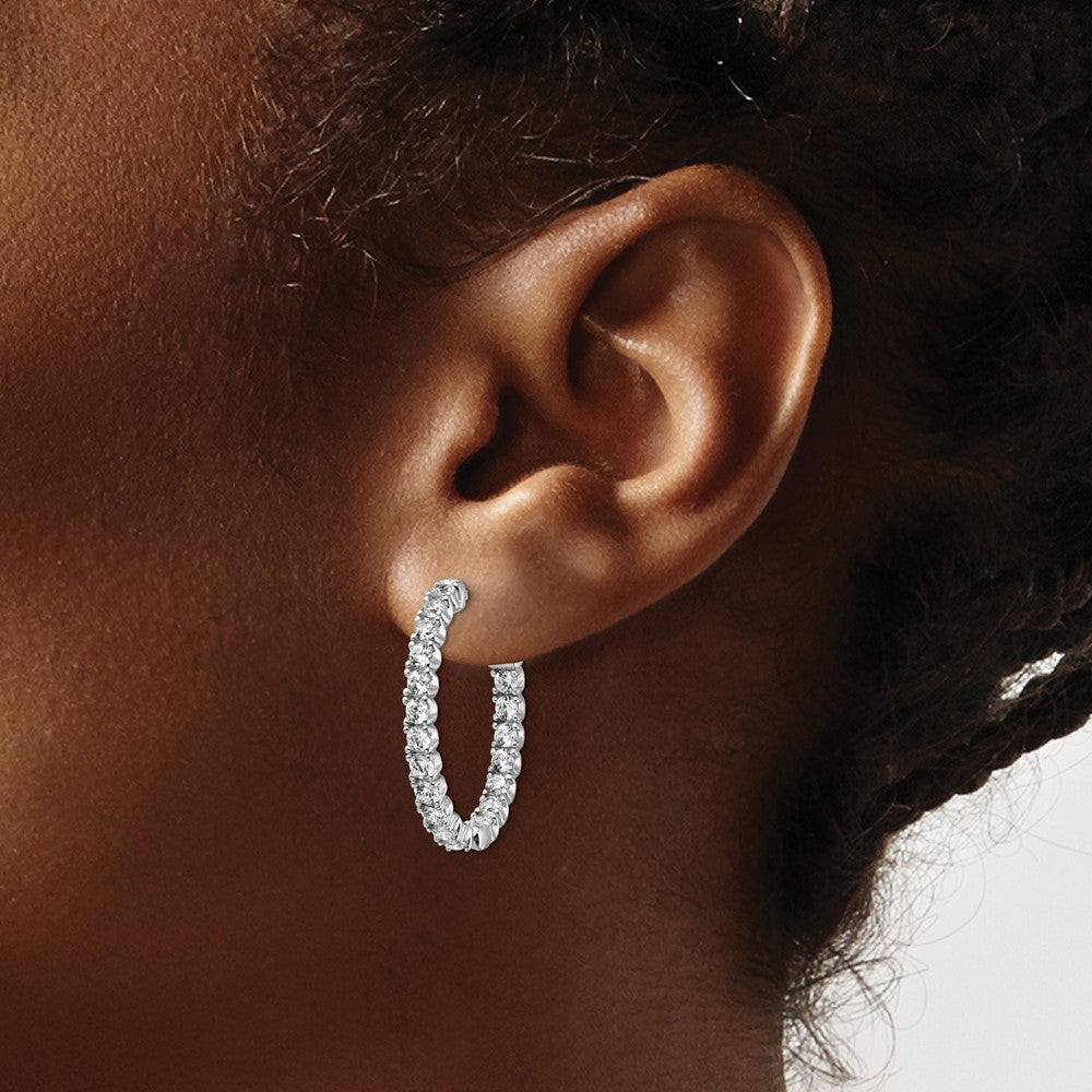 FJC Finejewelers 925 Sterling Silver Rhodium Plated CZ Oval In and Out Hoop Earrings 27 x 22 mm
