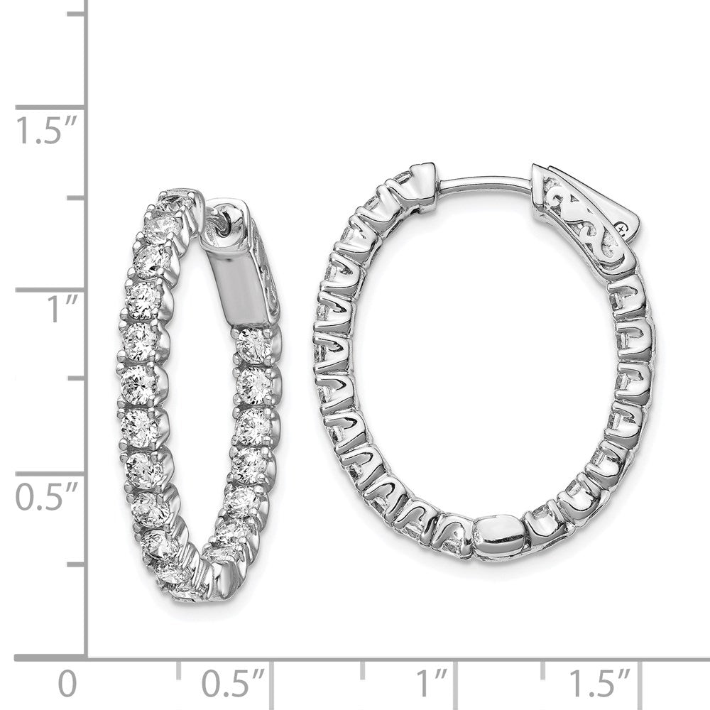 FJC Finejewelers 925 Sterling Silver Rhodium Plated CZ Oval In and Out Hoop Earrings 27 x 22 mm