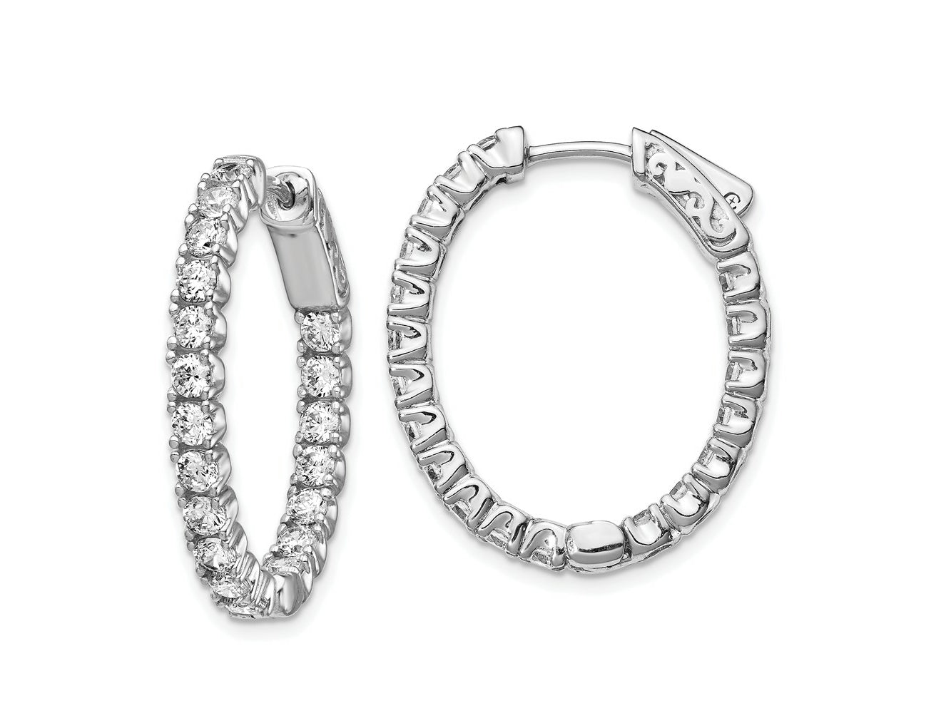 FJC Finejewelers 925 Sterling Silver Rhodium Plated CZ Oval In and Out Hoop Earrings 27 x 22 mm