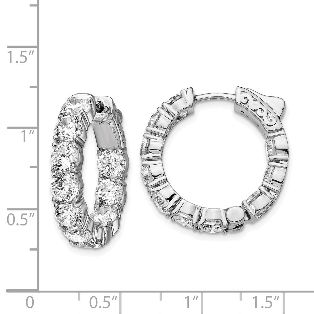 FJC Finejewelers 925 Sterling Silver CZ In and Out Round Hinged Hoop Earrings 22 x 22 mm