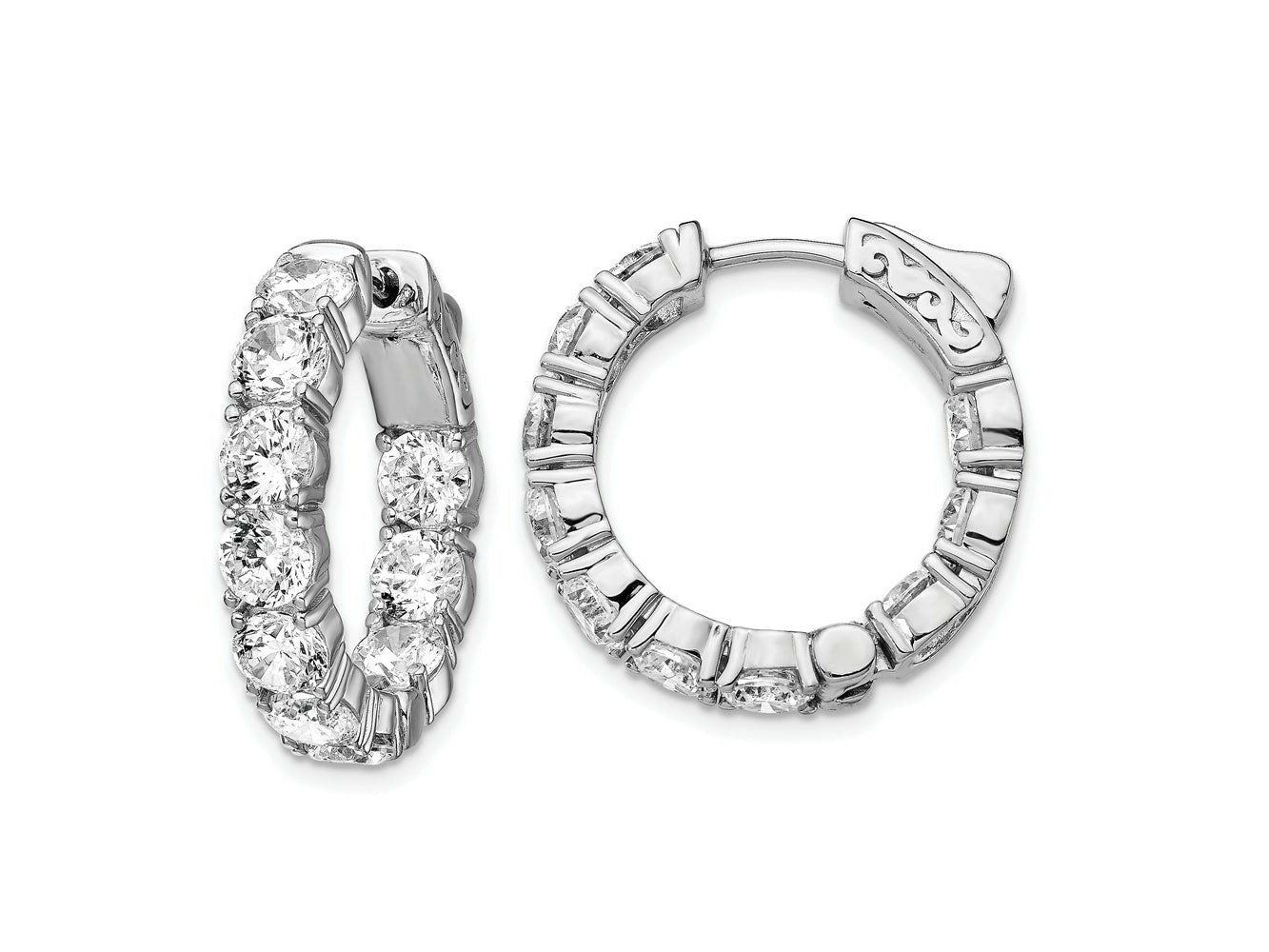 FJC Finejewelers 925 Sterling Silver CZ In and Out Round Hinged Hoop Earrings 22 x 22 mm