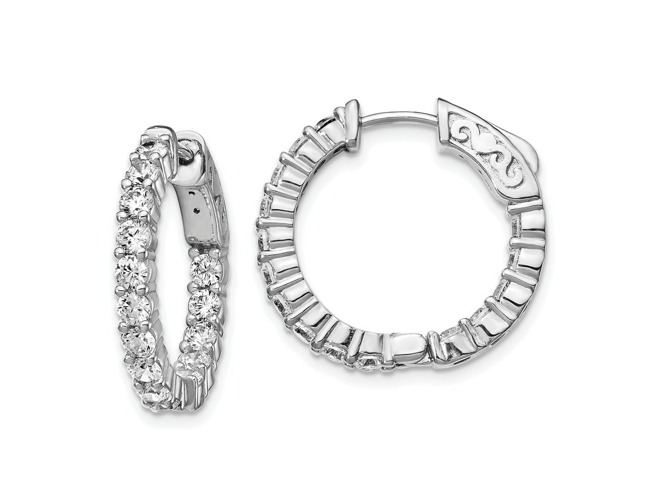 FJC Finejewelers 925 Sterling Silver Rhodium Plated CZ In and Out Hoop Earrings 21 x 21 mm