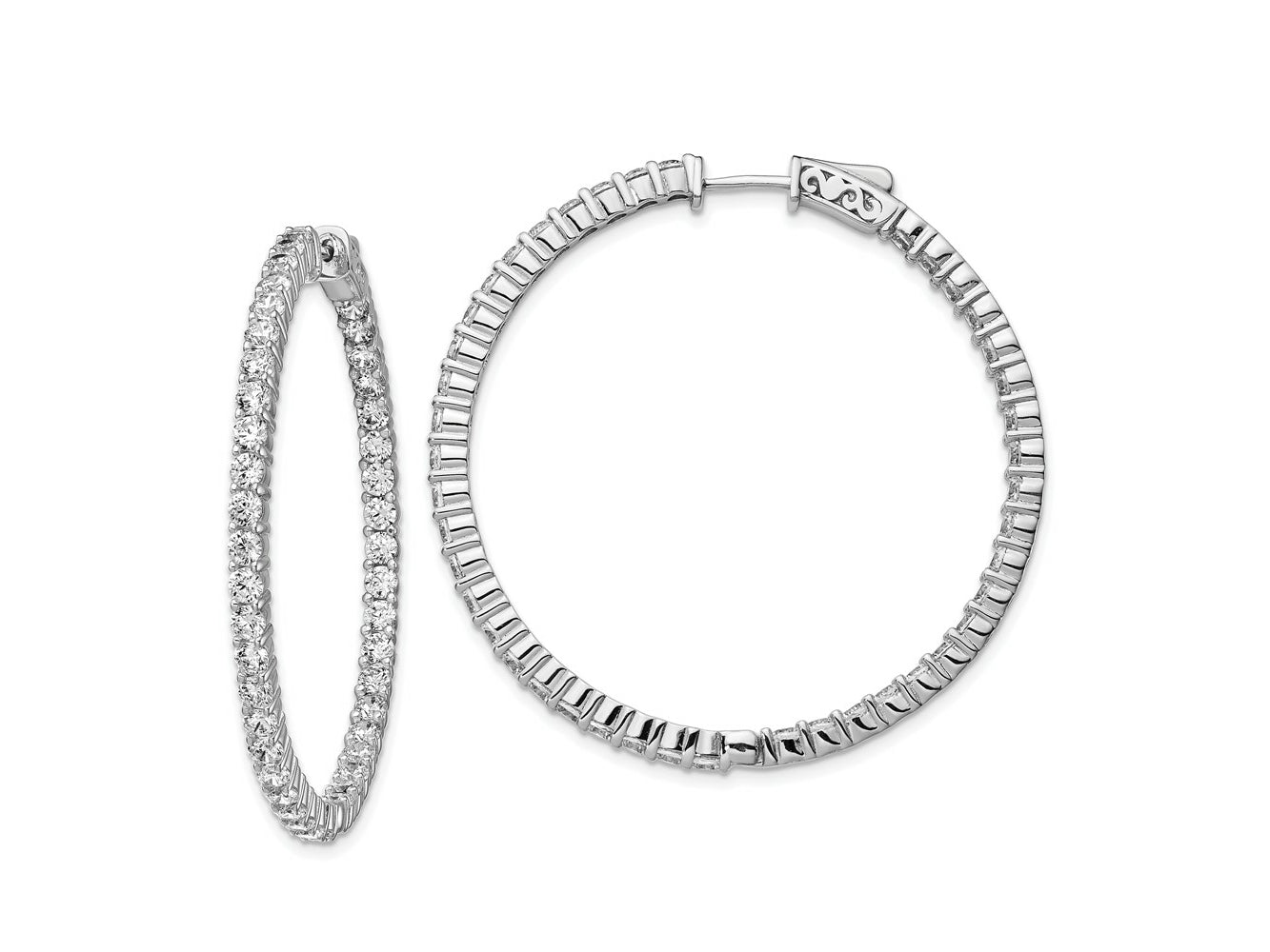 FJC Finejewelers 925 Sterling Silver Rhodium Plated CZ In and Out Hoop Earrings 45 x 44 mm