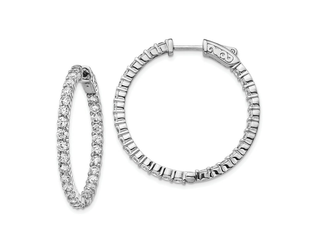 FJC Finejewelers 925 Sterling Silver Rhodium Plated CZ In and Out Round Hoop Earrings 32 x 32 mm
