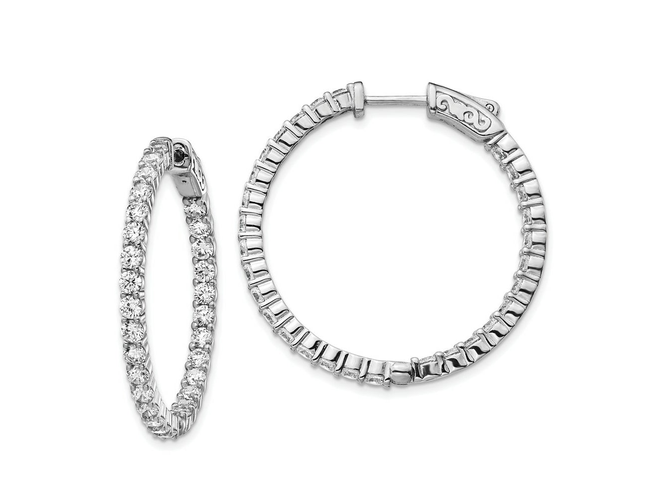 FJC Finejewelers 925 Sterling Silver Rhodium Plated CZ In and Out Round Hoop Earrings 32 x 32 mm