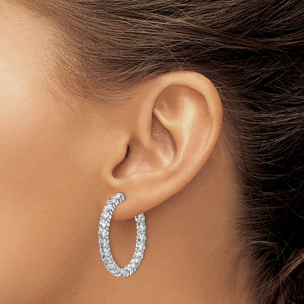FJC Finejewelers 925 Sterling Silver Rhodium Plated CZ In and Out Hoop Earrings 29 x 28 mm