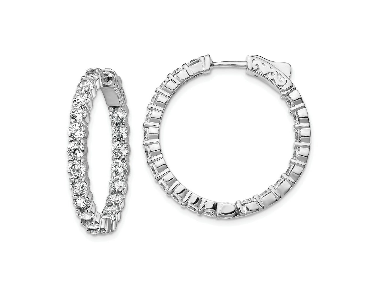 FJC Finejewelers 925 Sterling Silver Rhodium Plated CZ In and Out Hoop Earrings 29 x 28 mm