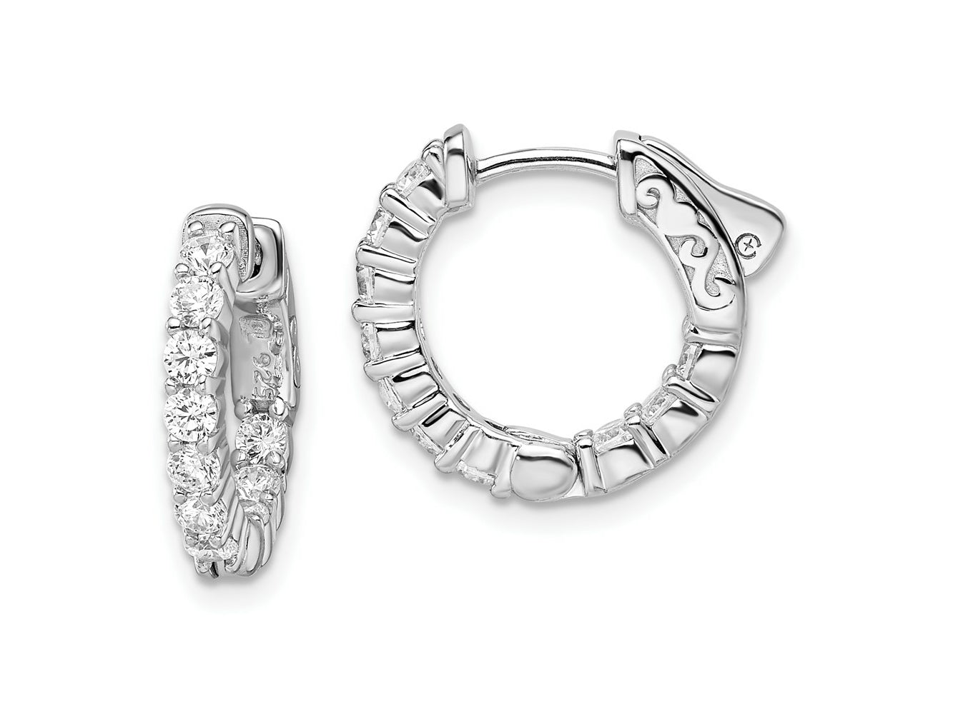 FJC Finejewelers 925 Sterling Silver Rhodium Plated CZ In and Out Hoop Earrings 16 x 16 mm
