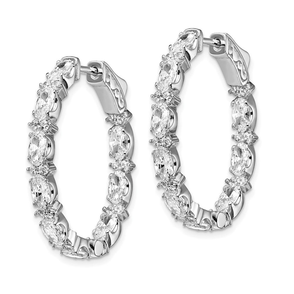 FJC Finejewelers 925 Sterling Silver Rhodium Plated Fancy CZ In and Out Oval Hoop Earrings 29 x 23 mm