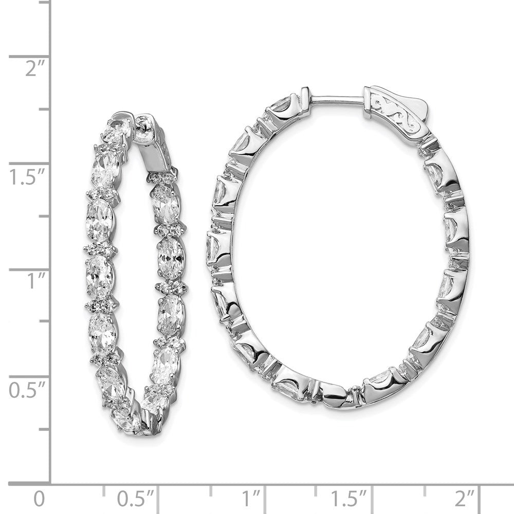 FJC Finejewelers 925 Sterling Silver Rhodium Plated Fancy CZ In and Out Oval Hoop Earrings 38 x 30 mm