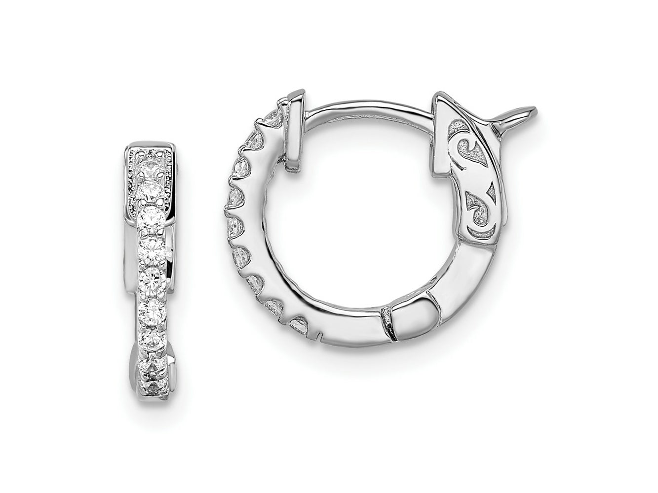 FJC Finejewelers 925 Sterling Silver Rhodium Plated CZ Hoop Earrings 12 x 2 mm