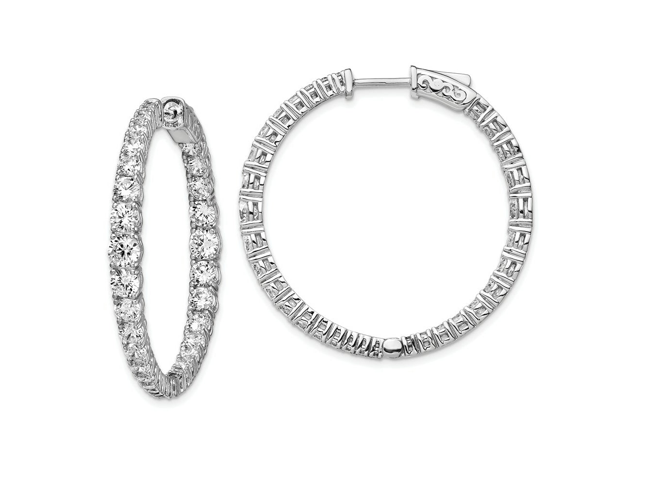 FJC Finejewelers 925 Sterling Silver Graduated CZ In and Out Round Hoop Earrings 1.5 Inches x 4.1 mm