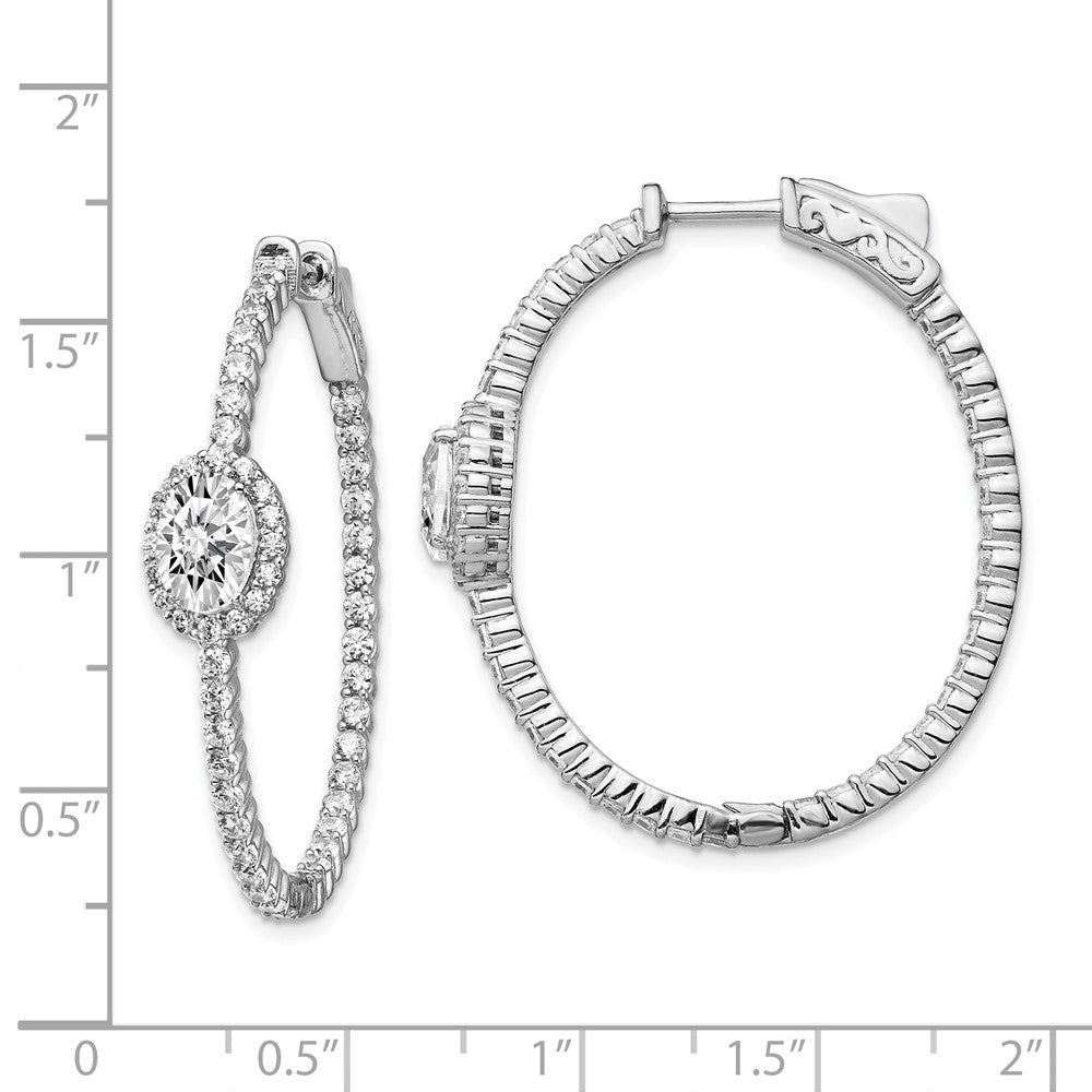 FJC Finejewelers 925 Sterling Silver Fancy CZ In and Out Oval Hoop Earrings 1.5 Inches x 7.5 mm