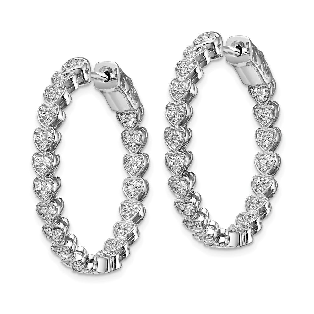 FJC Finejewelers 925 Sterling Silver CZ In and Out Heart Round Hoop Earrings 1.25 Inches x 3.6 mm