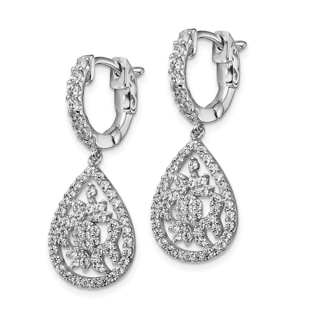 FJC Finejewelers 925 Sterling Silver CZ Hinged Hoop Dangle Earrings 1.25 Inches x 11 mm