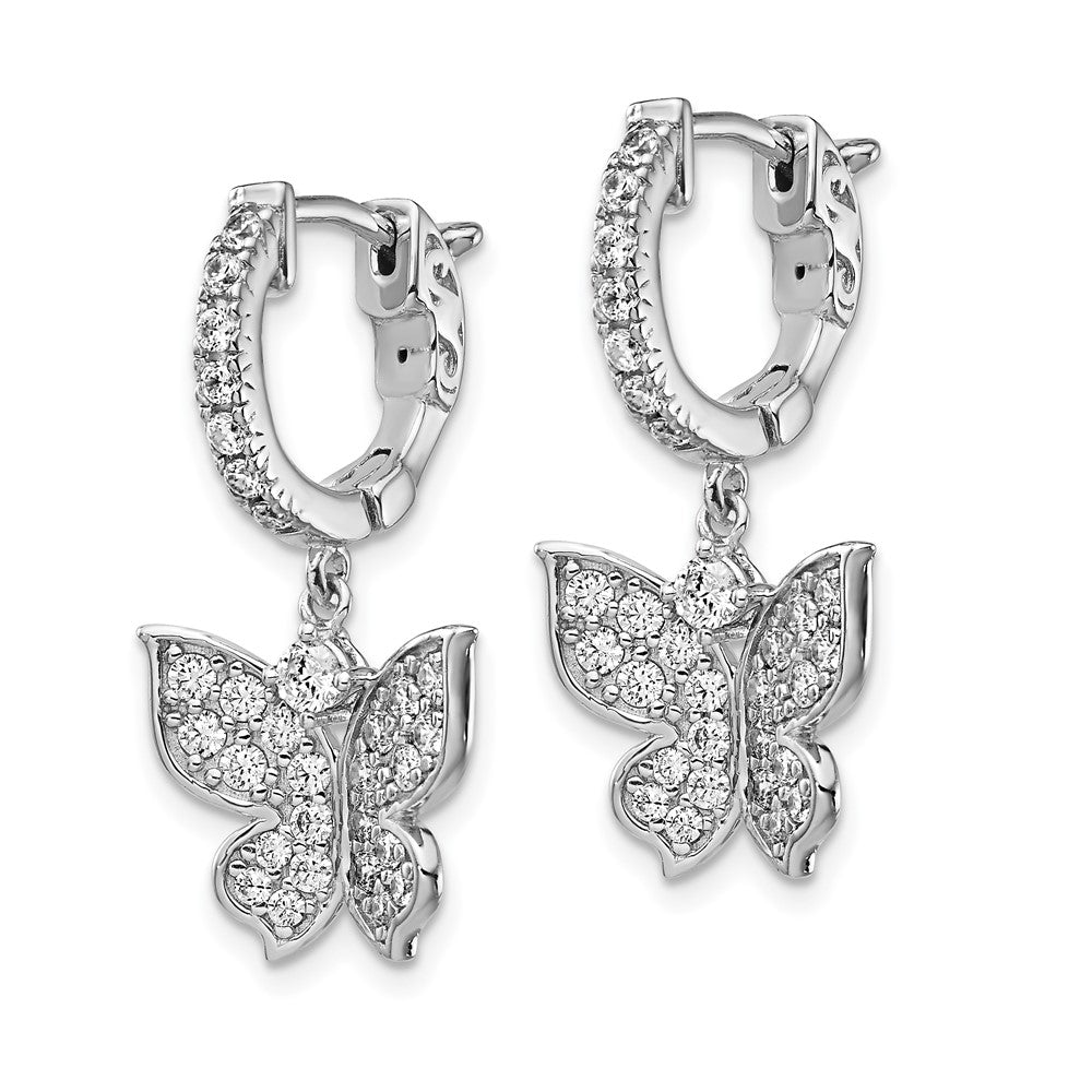 FJC Finejewelers 925 Sterling Silver CZ Butterfly Hinged Hoop Dangle Earrings 1 Inches x 12 mm