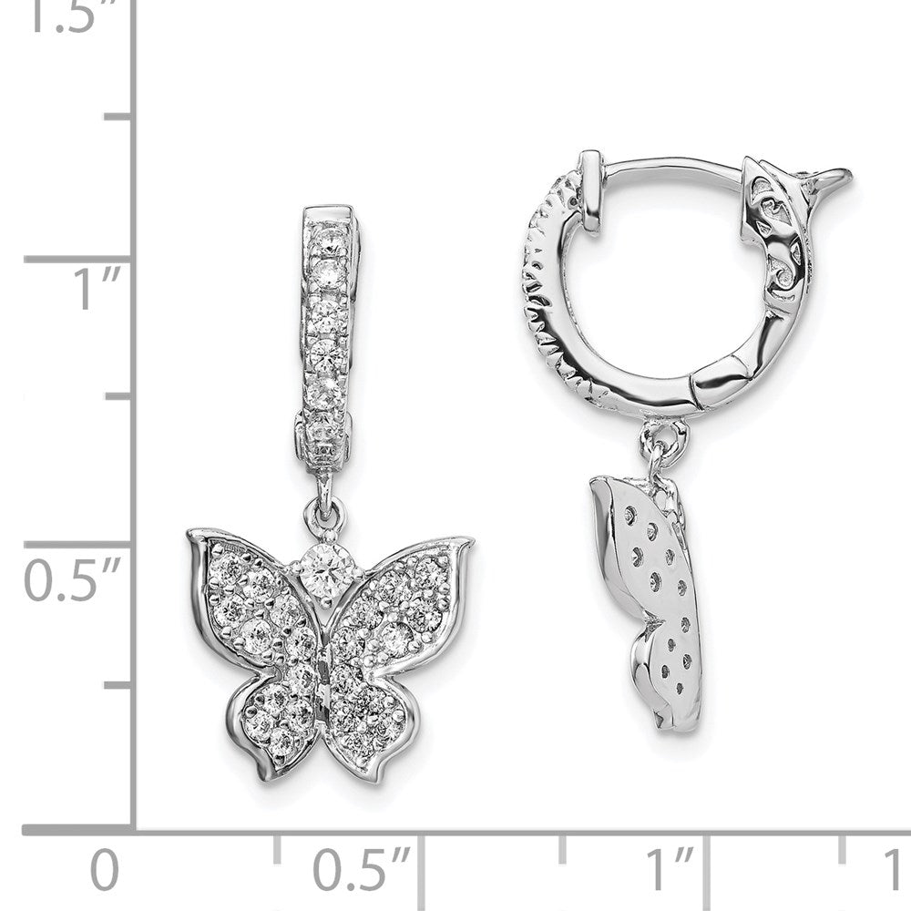 FJC Finejewelers 925 Sterling Silver CZ Butterfly Hinged Hoop Dangle Earrings 1 Inches x 12 mm