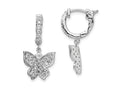 FJC Finejewelers 925 Sterling Silver CZ Butterfly Hinged Hoop Dangle Earrings 1 Inches x 12 mm