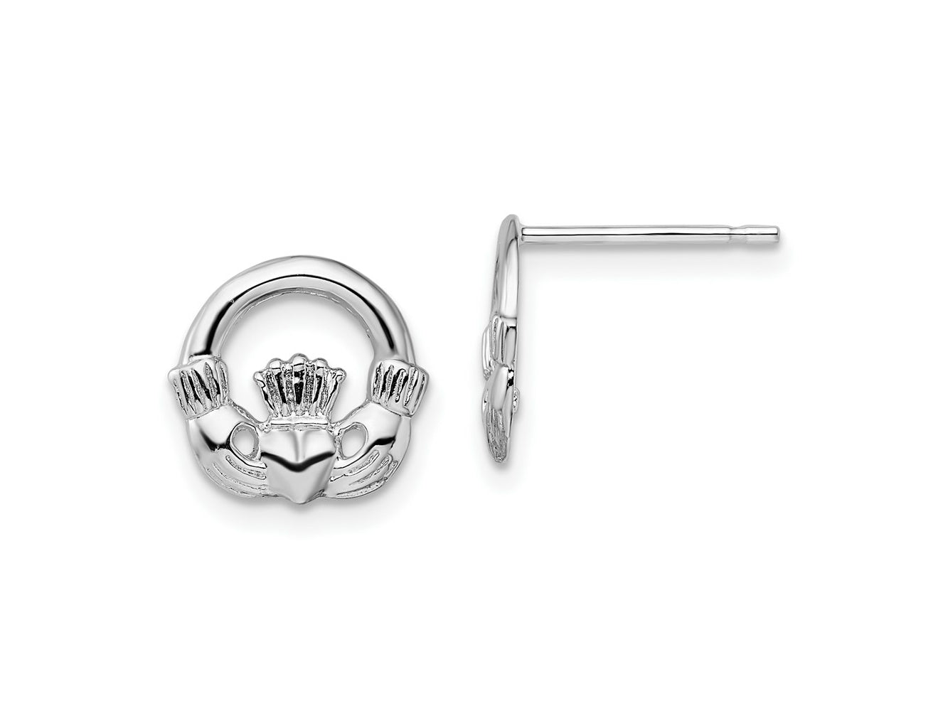 FJC Finejewelers 925 Sterling Silver Button Polished Claddagh Post Earrings 11 mm