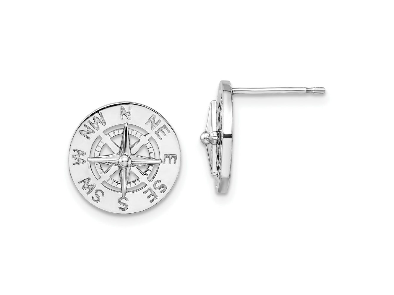 FJC Finejewelers 925 Sterling Silver Dangle Polished Mini Nautical Compass Post Earrings 13 x 13 mm