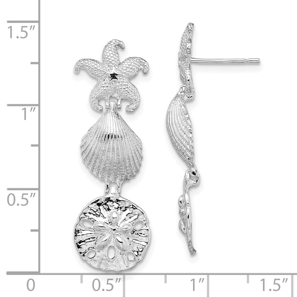 FJC Finejewelers 925 Sterling Silver Polished Sea Life Dangle Post Earrings 35 mm x 12 mm