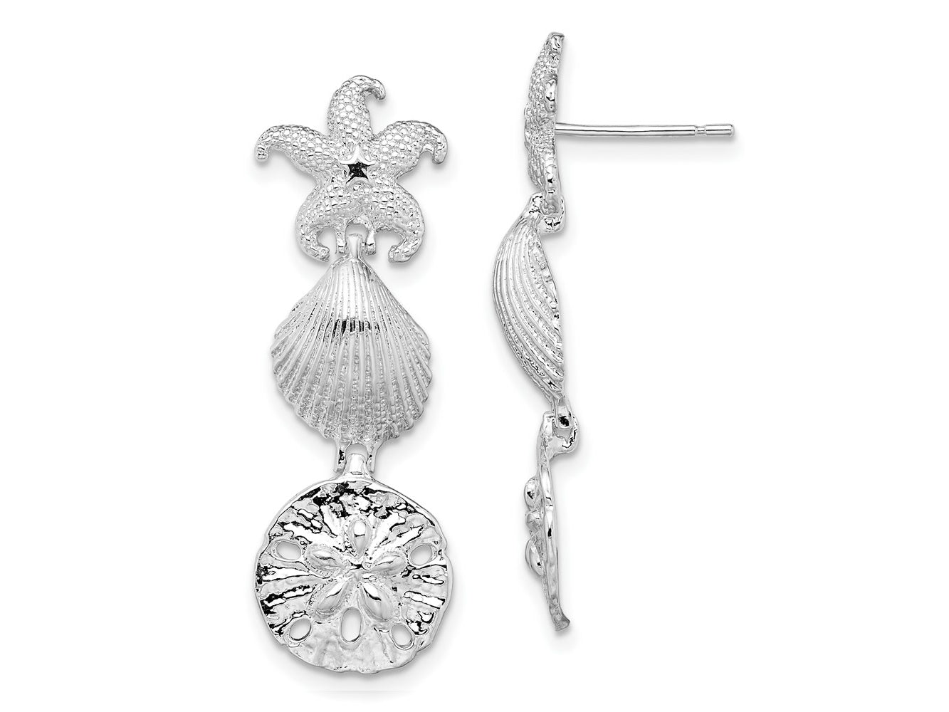 FJC Finejewelers 925 Sterling Silver Polished Sea Life Dangle Post Earrings 35 mm x 12 mm