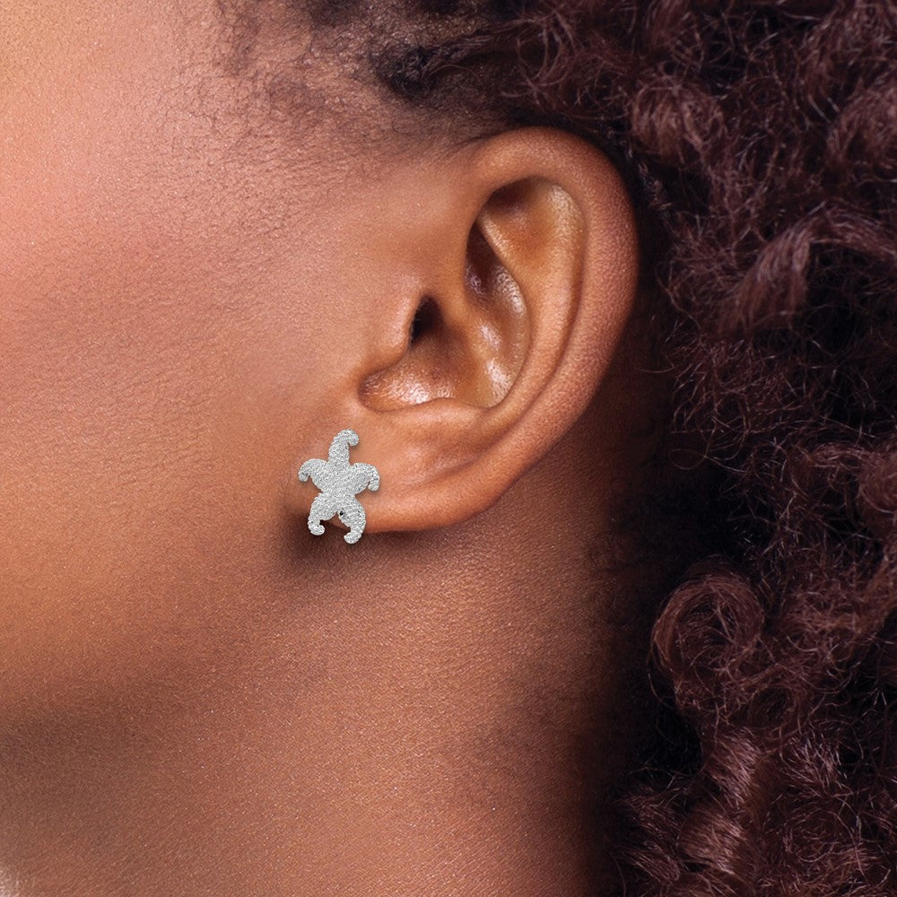 FJC Finejewelers 925 Sterling Silver Button Polished Starfish Post Earrings 15 mm x 13 mm