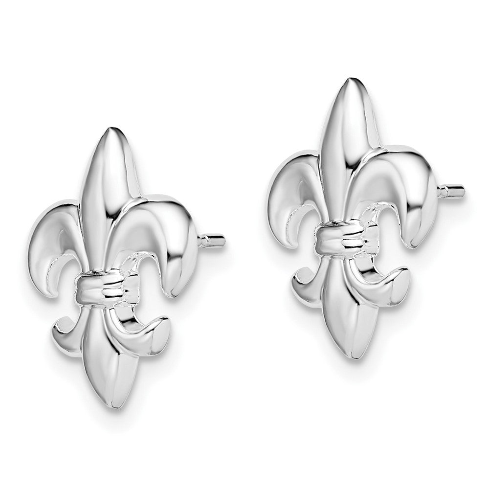 FJC Finejewelers 925 Sterling Silver Button Polished Small Fleur de Lis Post Earrings 15 mm