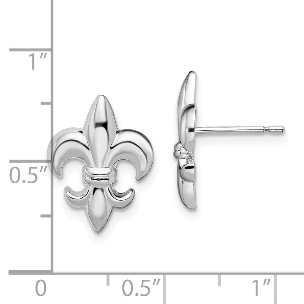 FJC Finejewelers 925 Sterling Silver Button Polished Small Fleur de Lis Post Earrings 15 mm
