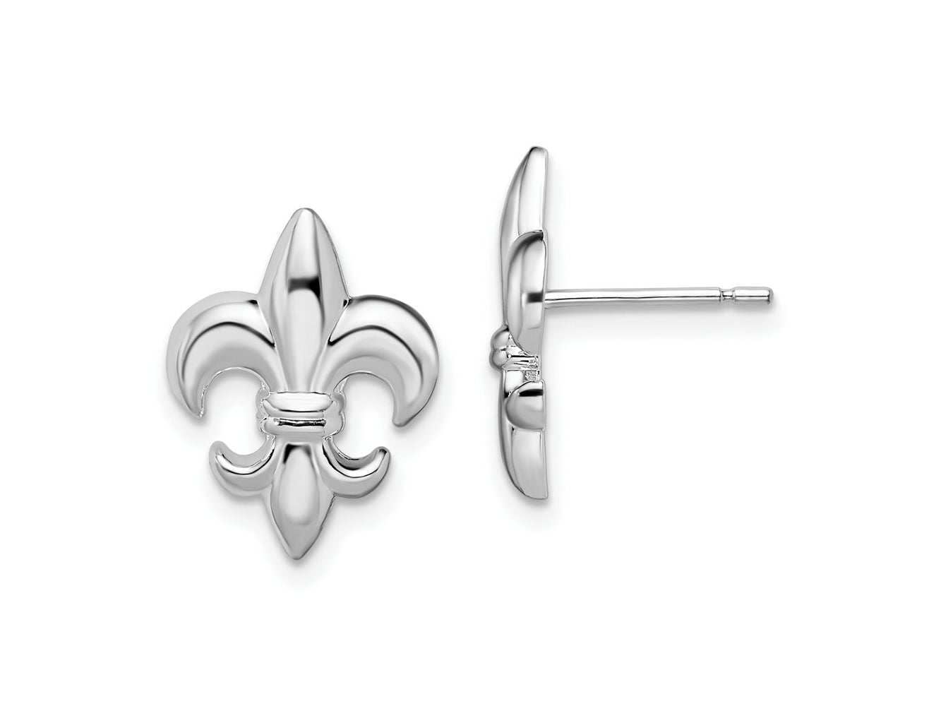FJC Finejewelers 925 Sterling Silver Button Polished Small Fleur de Lis Post Earrings 15 mm