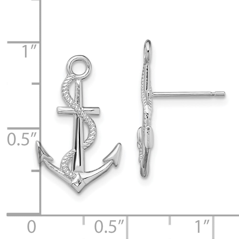 FJC Finejewelers 925 Sterling Silver Button Polished Anchor with Rope Post Earrings 20 mm x 13 mm