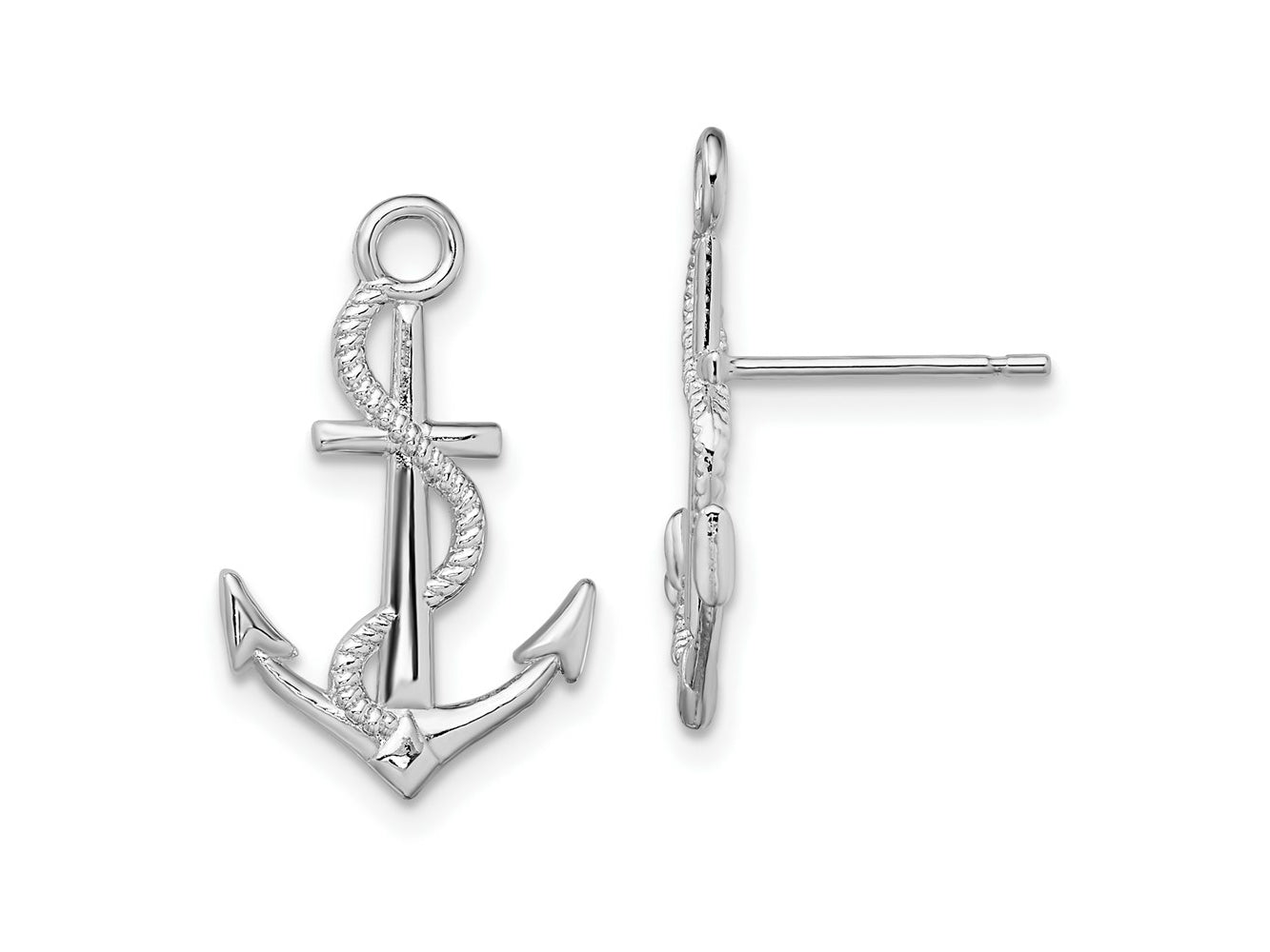 FJC Finejewelers 925 Sterling Silver Button Polished Anchor with Rope Post Earrings 20 mm x 13 mm