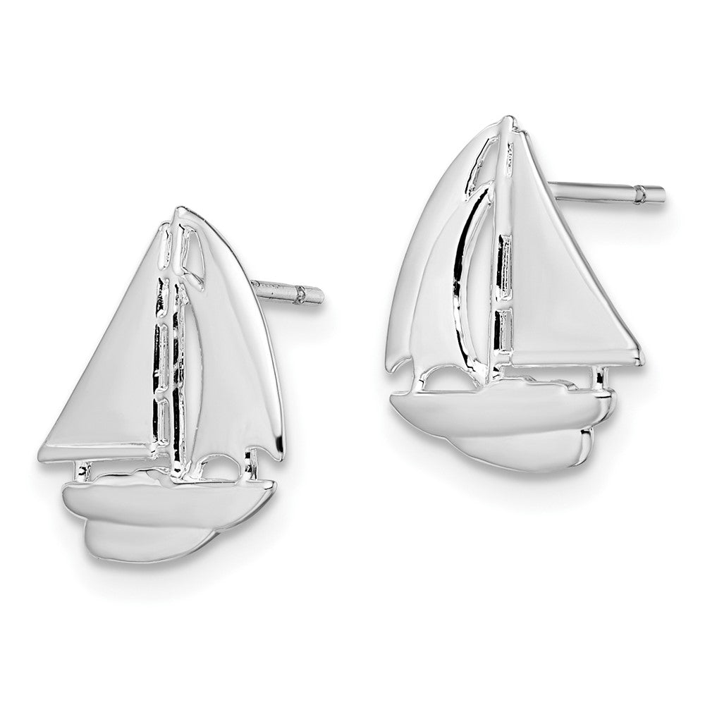 FJC Finejewelers 925 Sterling Silver Button Polished Small Sailboat Post Earrings 13 mm x 11 mm