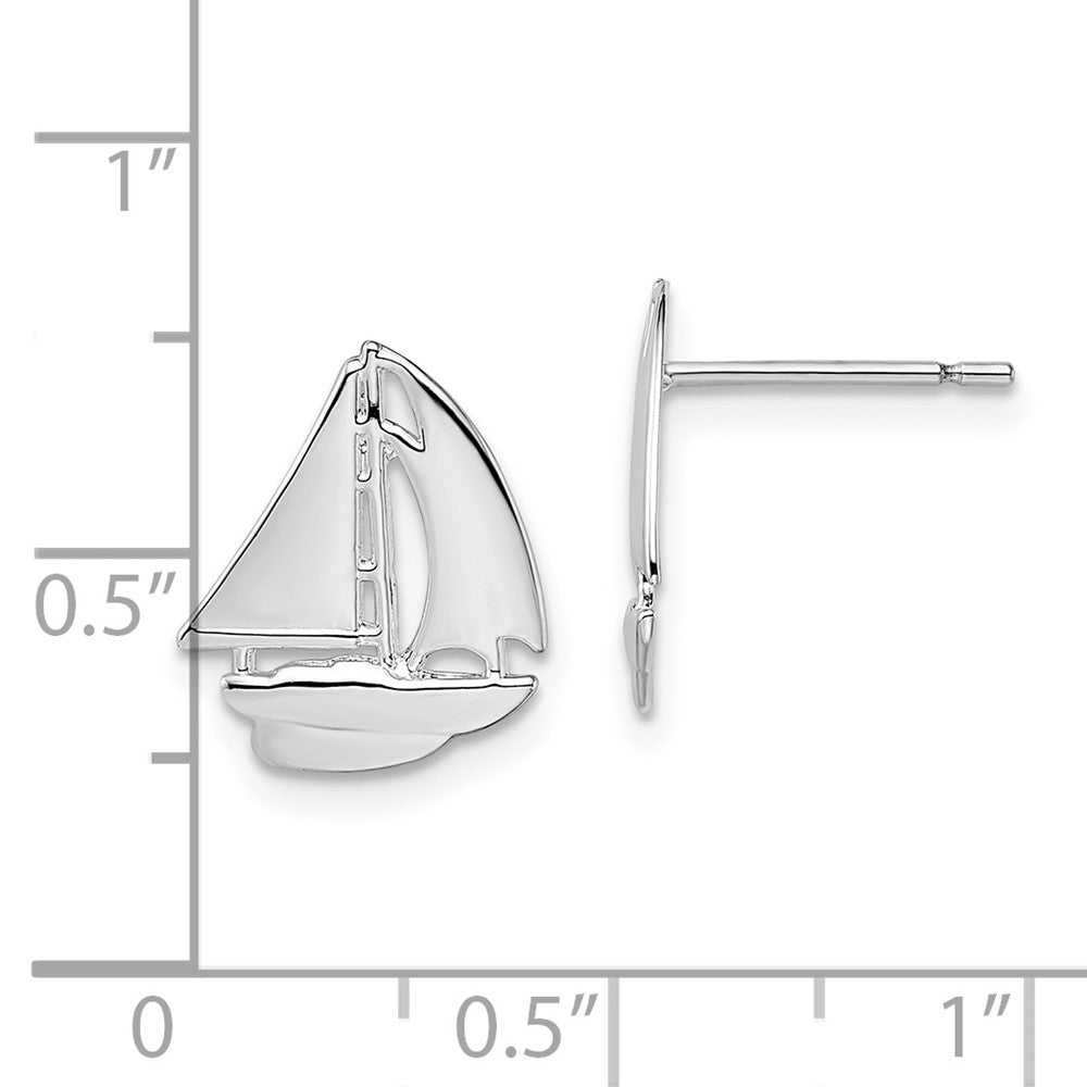 FJC Finejewelers 925 Sterling Silver Button Polished Small Sailboat Post Earrings 13 mm x 11 mm