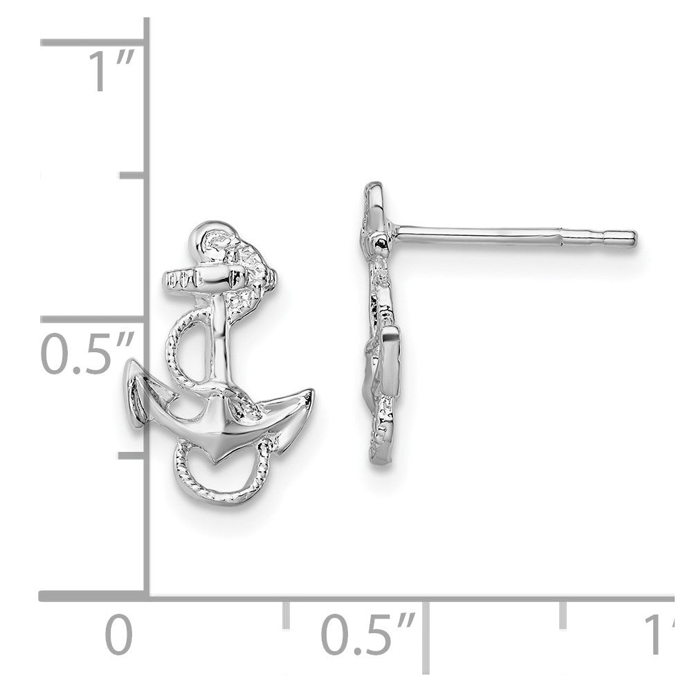 FJC Finejewelers 925 Sterling Silver Button Polished Anchor with Rope Post Earrings 14 mm x 9 mm