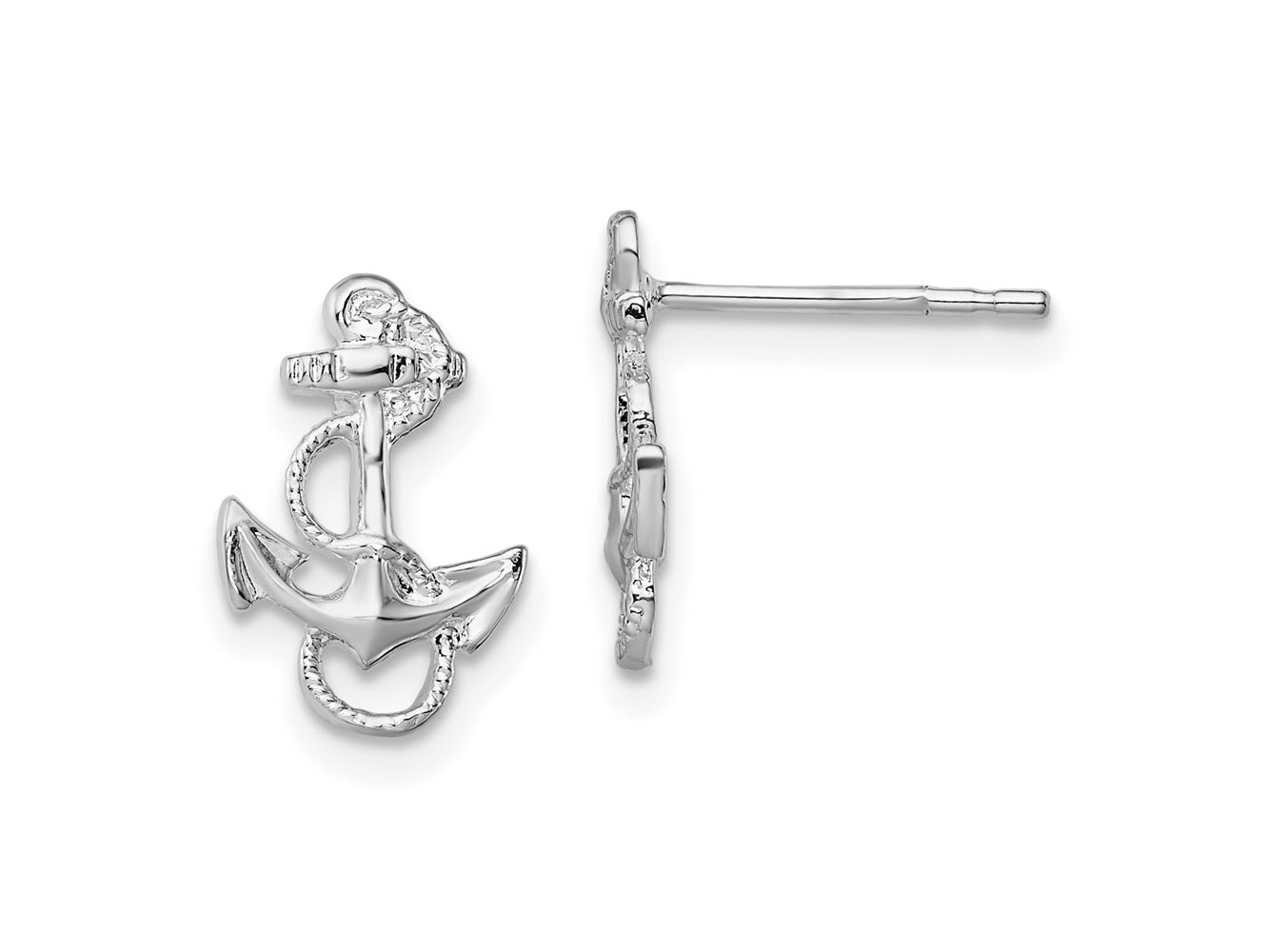 FJC Finejewelers 925 Sterling Silver Button Polished Anchor with Rope Post Earrings 14 mm x 9 mm