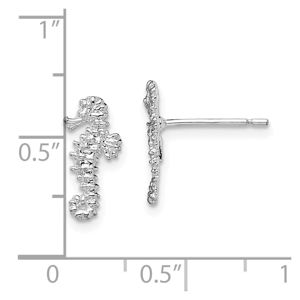 FJC Finejewelers 925 Sterling Silver Button Polished Mini Seahorse Post Earrings 13 mm x 6 mm