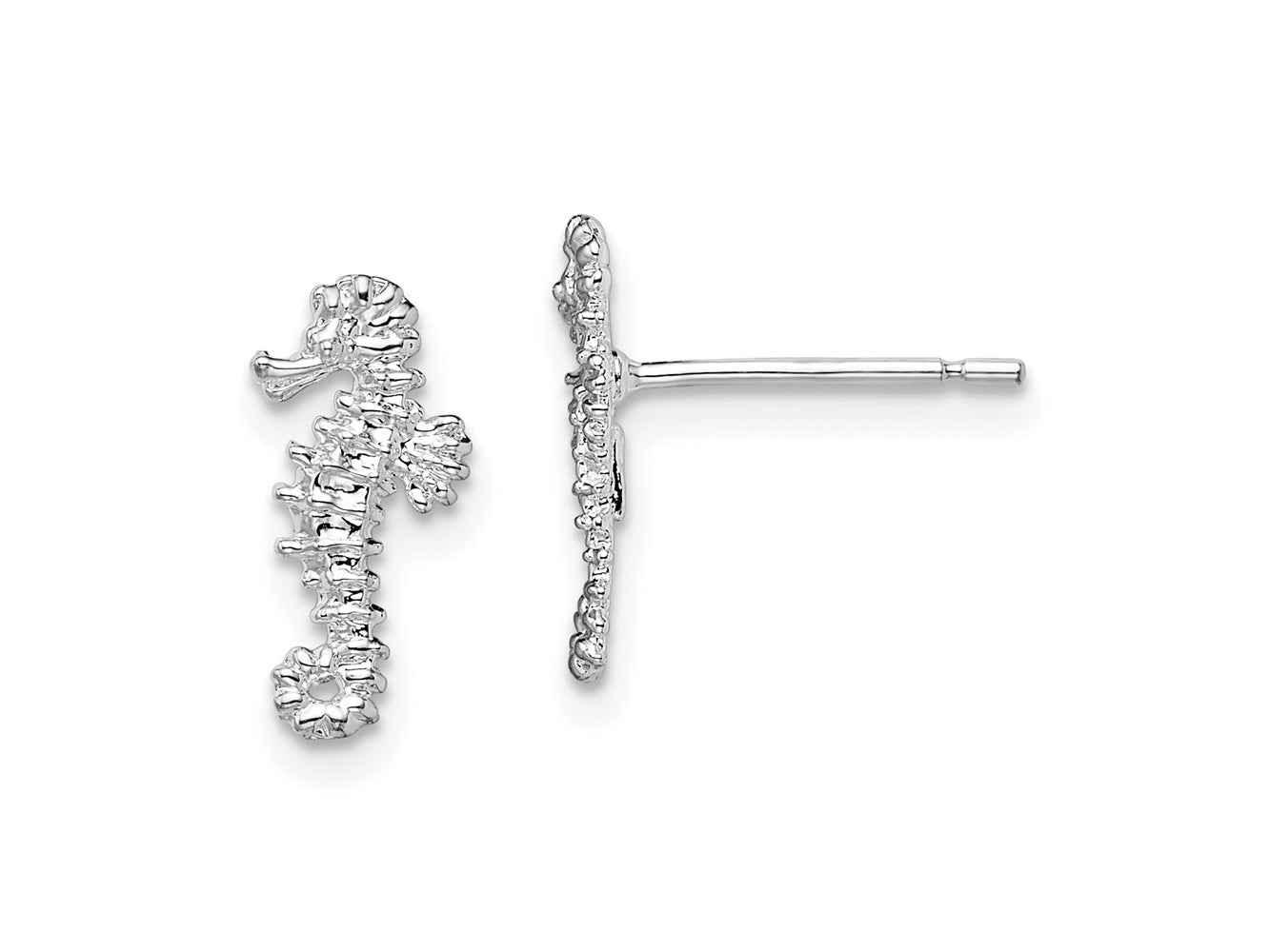 FJC Finejewelers 925 Sterling Silver Button Polished Mini Seahorse Post Earrings 13 mm x 6 mm