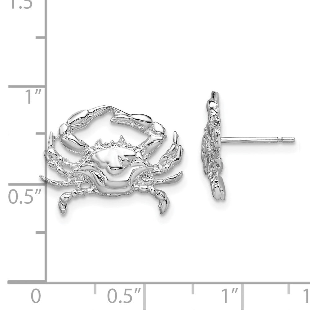 FJC Finejewelers 925 Sterling Silver Button Polished Blue Crab Post Earrings 14 mm x 19 mm