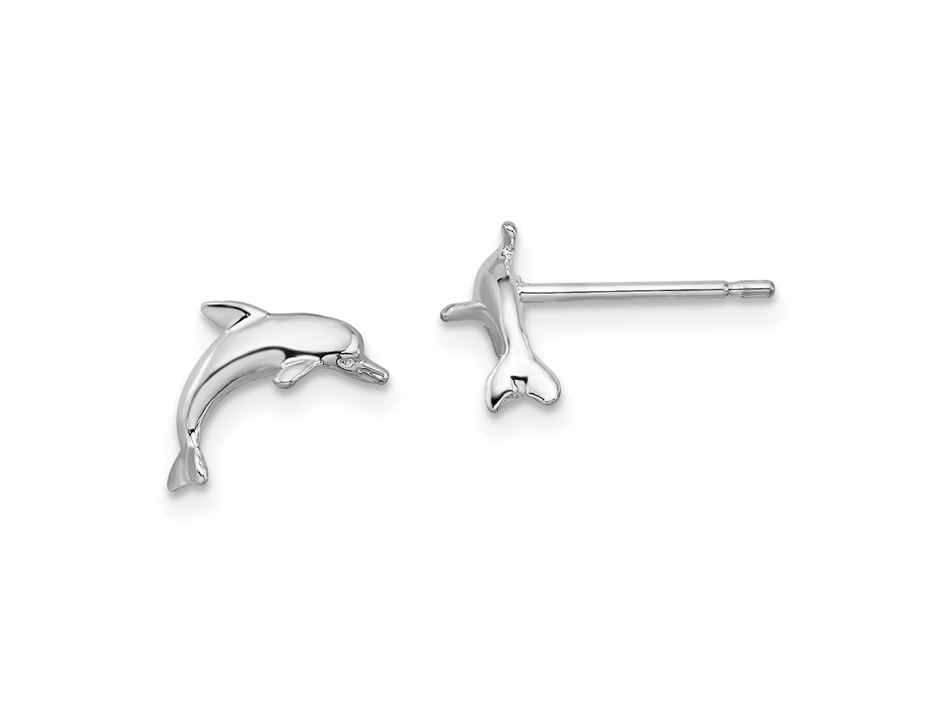 FJC Finejewelers 925 Sterling Silver Button Polished Dolphin Post Earrings 9 mm x 10 mm